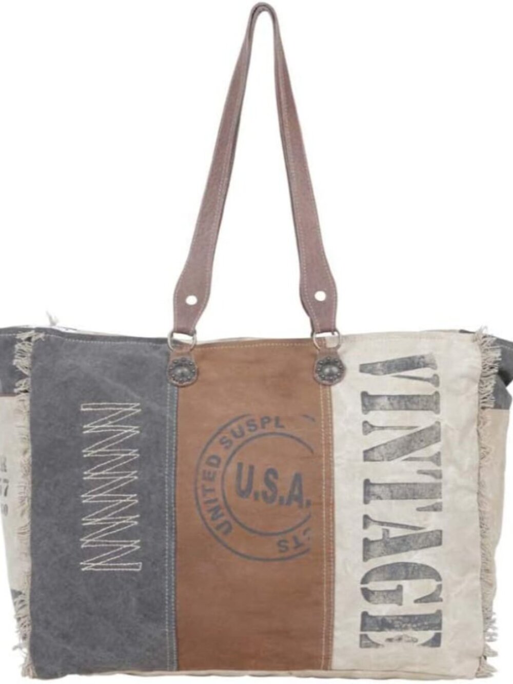 Womens Canvas Purse - Leather and Canvas Bags for Women with Fabric Body, Aesthe